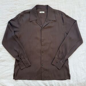 Sandro Men's Brown Flowy Shirt Jacket